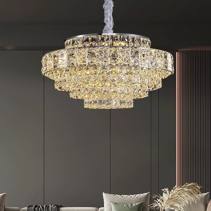 Living room lamp crystal chandelier light luxury high-end round dining room hall main lighting modern simple master bedroom chandelier