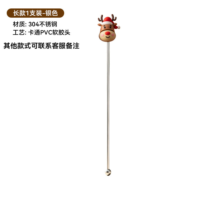 304 stainless steel christmas reindeer & snowman stirring spoon set - coffee, milk tea, dessert spoons - exquisite gift box packaging - wholesale