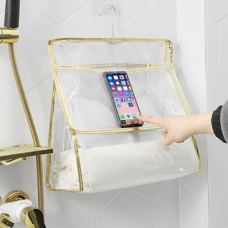 Bathroom clothes storage handy gadget bath clothes waterproof bedroom dormitory storage hanging bag fabric wall hanging storage bag