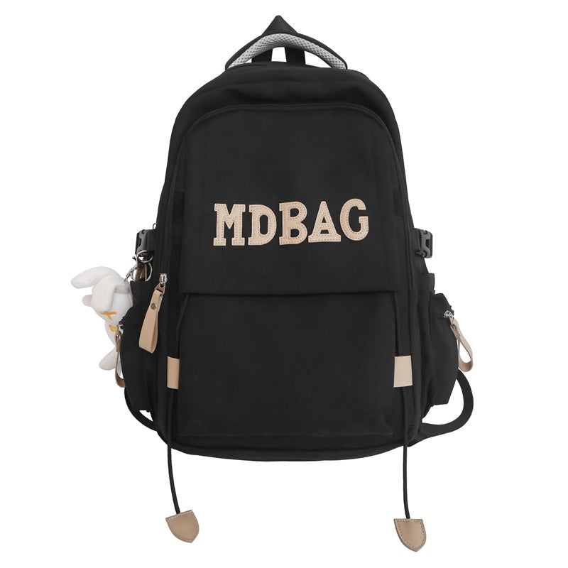 New schoolbag, girls, college students, high school students, burgundy backpack, junior high school students, large-capacity burden reduction backpack