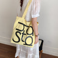 letterprinting nylon tote bag large capacity casualcontrast colorsatchel bag korean style simple canvas bag for women