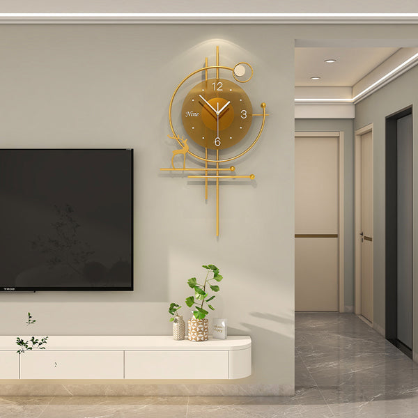 Wall clock light luxury high sense clock home living room modern simple decoration wall hanging fashion creative clock no punching