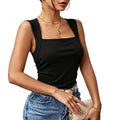cross-border summer square neck tank top - slim fit, ruched waist, figure-flattering, versatile sleeveless top with unique design