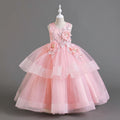 Export long skirt kids dress pearl flower wedding dress princess dress female flower girl birthday dress girl dress