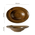 Spiral pattern rustic ceramic soup plate, vintage high-end ceramic salad plate, home restaurant food presentation deep dish pasta plate