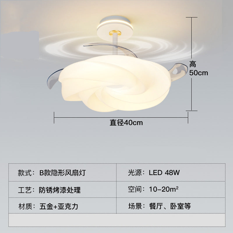 [Strict Selection] Ceiling Fan Light Cream Wind New Room Fan Light Simple Modern Bubble Dining Table Chandelier