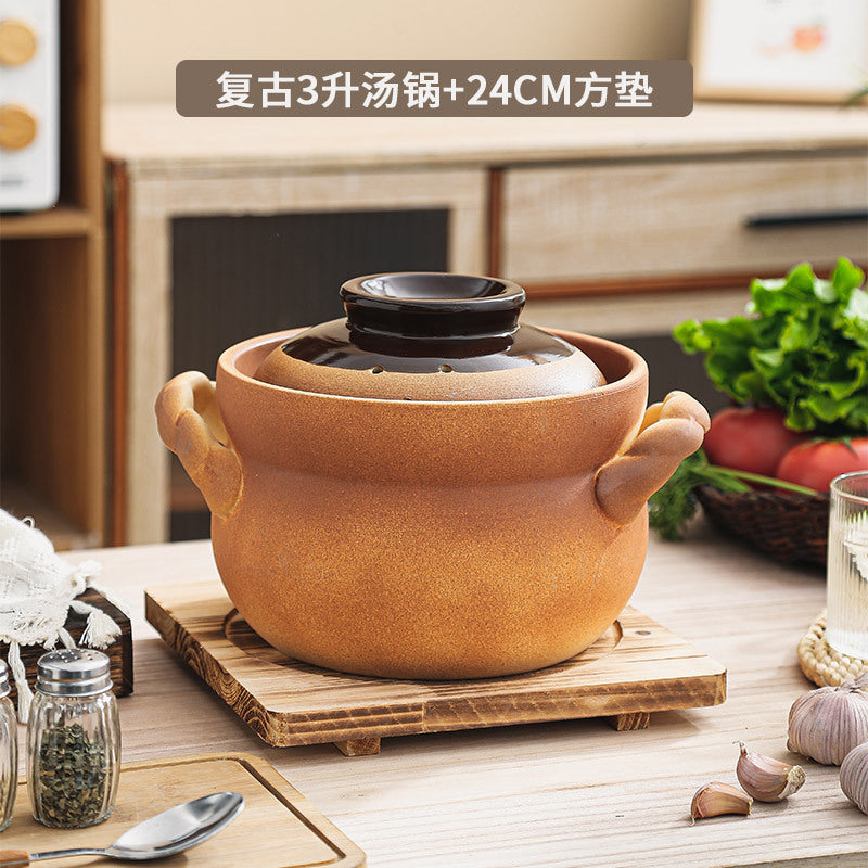 陶土砂锅炖锅家用耐高温燃气灶专用煲汤炖汤商用复古沙锅干烧不裂