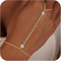 beautiful women's gold ring bracelet stylish layered adjustable chain jewelry finger chain gift