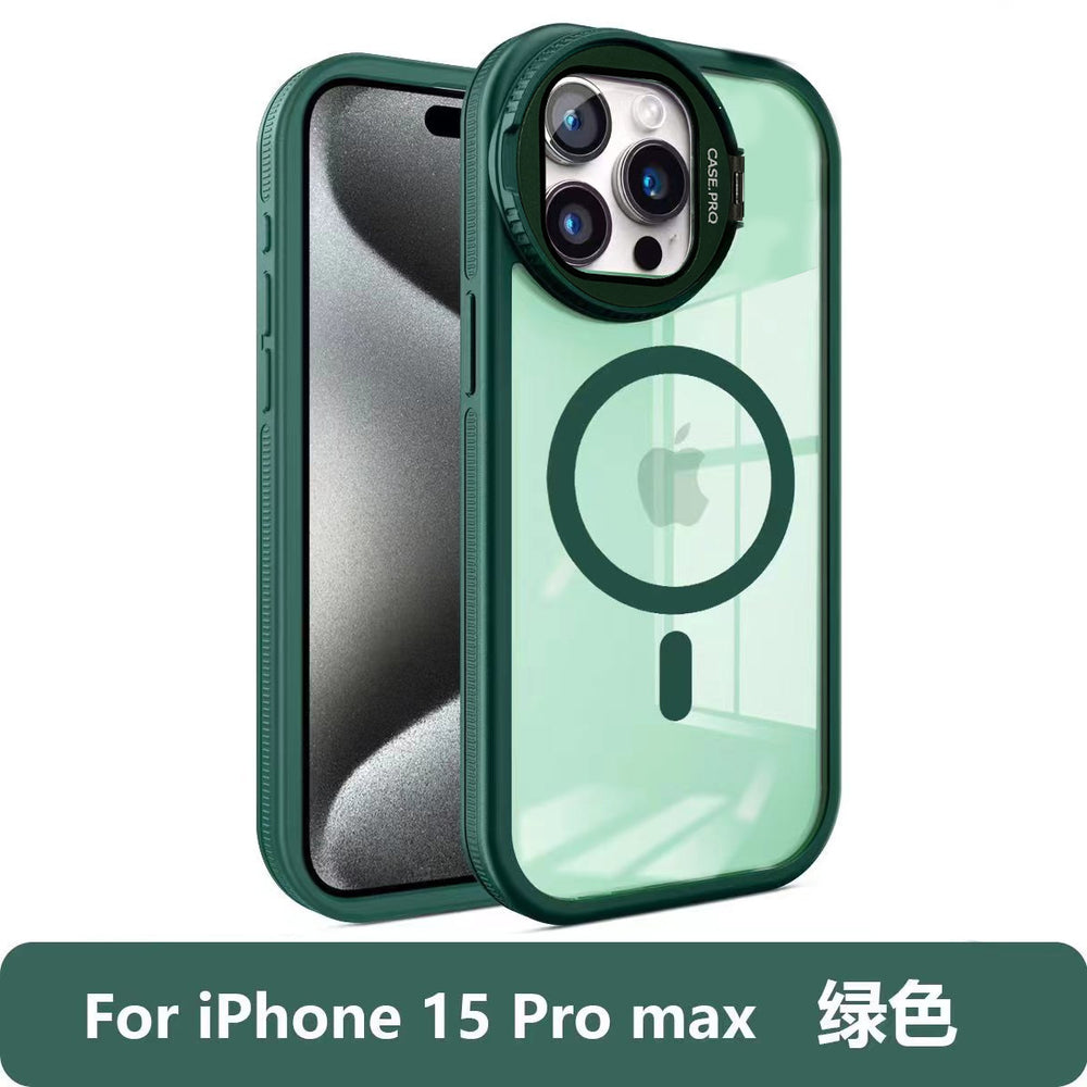 Suitable for iphone 17 magnetic phone case, new little monster hardware frame, glass lens cover, stand, apple 15