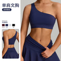 new arrival: shockproof sports bra with asymmetrical shoulder straps - elastic, breathable yoga tank top for women's outdoor running and exercise