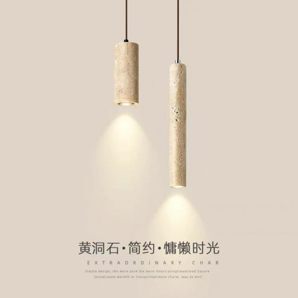 黄洞石卧室床头吊灯日式侘寂风复古胡桃木客厅背景墙吧台吊线灯具