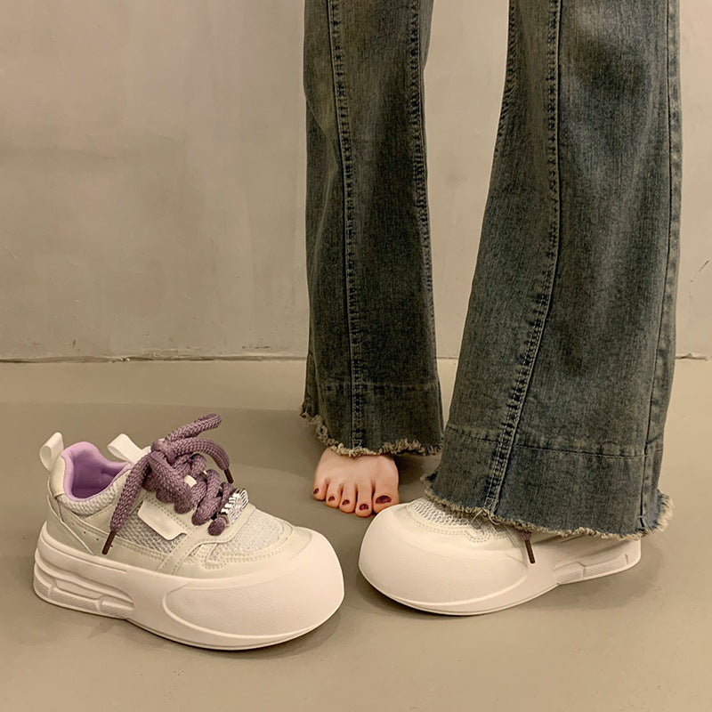 Best sellingthick soleplatform shoeswhite shoes women's height increasingniche style sneakers 2026 super popular new spring summer casual sports shoes