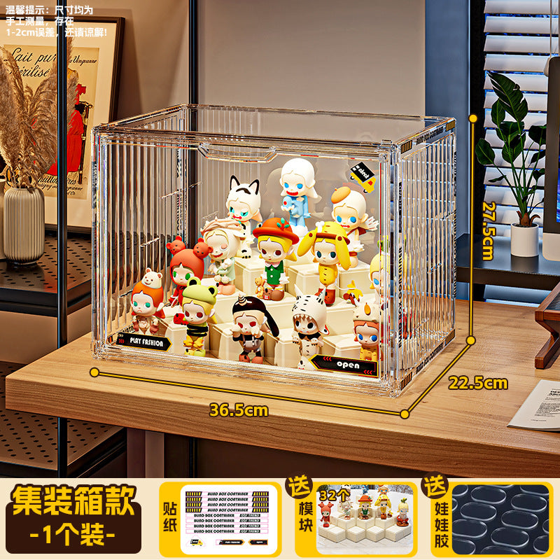 Blind box storage display stand transparent dust-proof figure storage box doll labubu POP MART model display cabinet