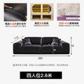 Italian normcore summer picture full leather sofa big black cow straight row house tofu block large flat floor living room sofa