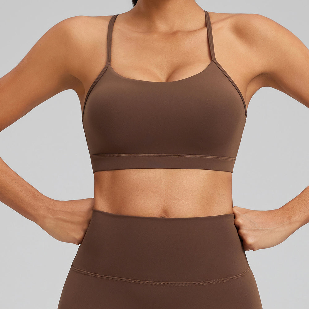 Lulu-style shockproof sports bra, lycra high-elasticity breathable yoga tank top, cross-border new arrival, beautiful back design, fitness bra