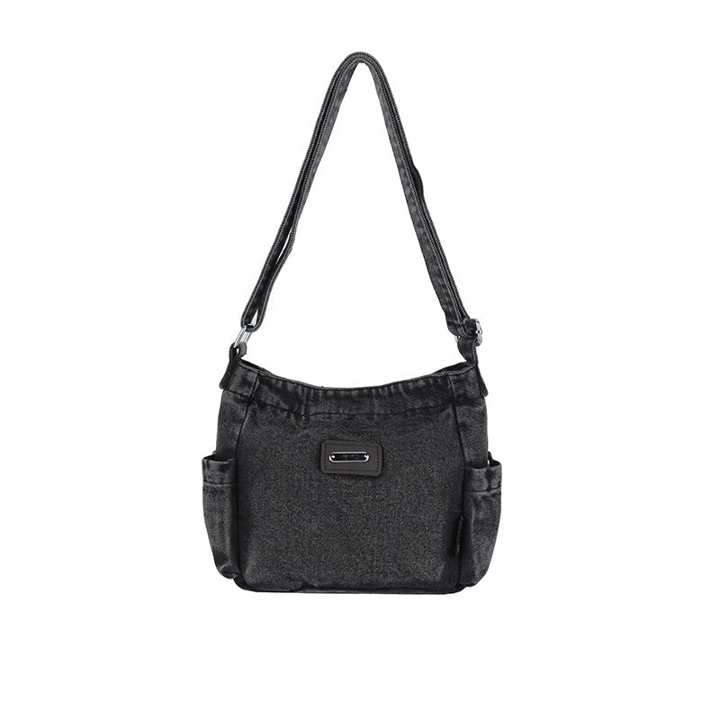 denim bag women's autumnew arrivalretrocasual hong kong style canvas shoulder bag casual student crossbody bag