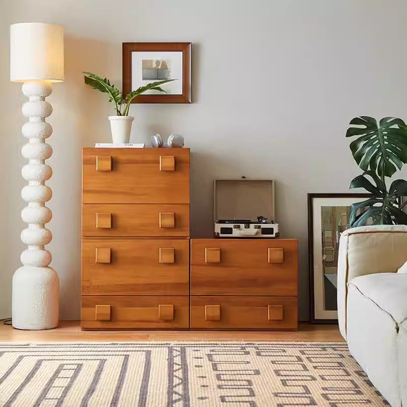 Nordic retro solid wood card door cabinet combination modular combination side cabinet medieval solid wood chest cabinet storage TV cabinet