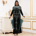 new arrivals: african cross-border sourcing - luxury rhinestone & beaded crew neck long sleeve korean velvet dress - special offer!