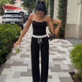 European and american cross-border women's fashion:  summer new sleeveless camisole sexy tank top drawstring polka dot slim-fit pants