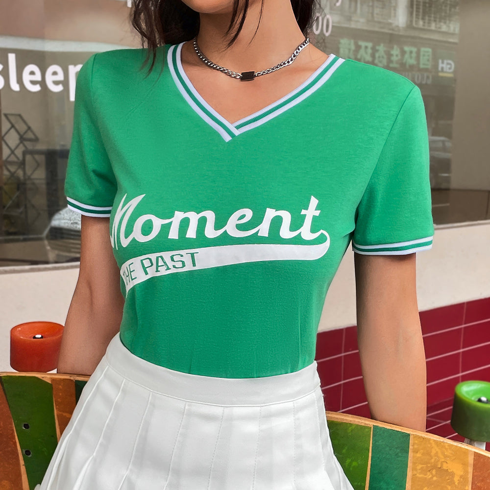 Pre-sale-92189# cross-border women's short-sleeved t-shirt women's letter printed loose trendy brand t-shirt