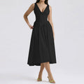 cross-border e-commerce women's fashion: european and american summer new arrivals - elegant v-neck camisole waist-cinching maxi dress