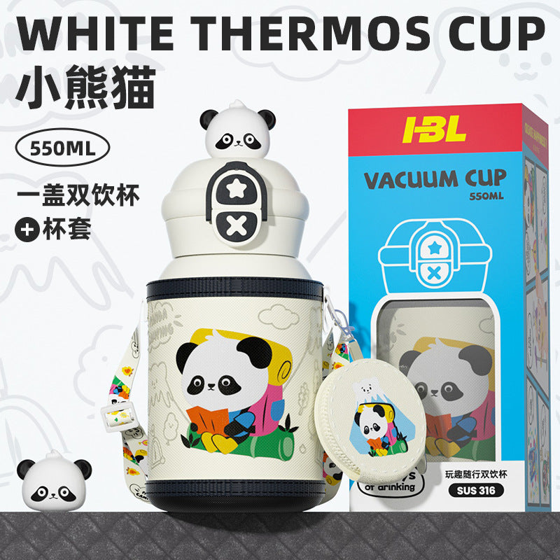 Kids' insulated tumbler - one lid, two ways to drink - 316 food-grade stainless steel - spill-proof, portable, bouncing cup for elementary school students