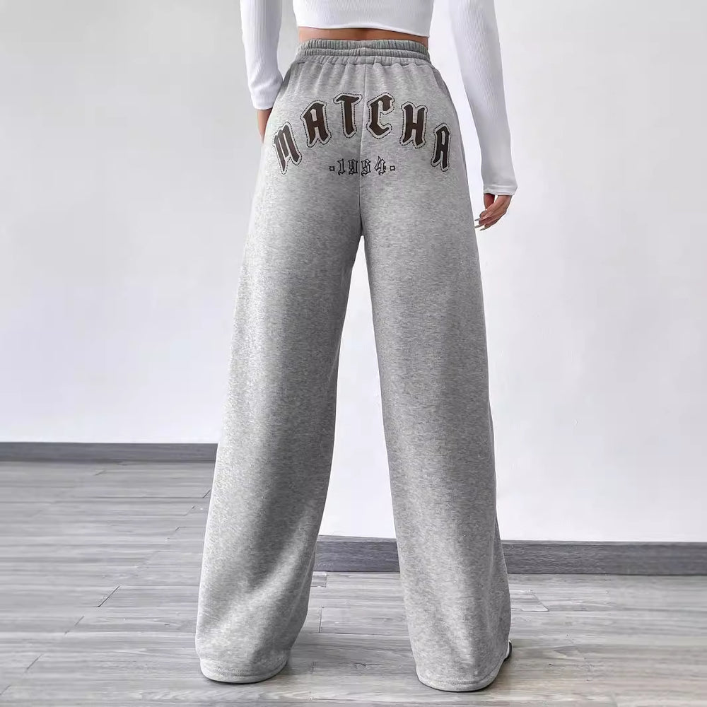 Pre-sale-53270# cross-border fashion foreign trade drawstring sweatshirt pants printed women's casual pants wide legs