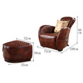 Single sofa chair combination cowhide villa room cigar bar lounge chair oil wax leather saddle chair medieval chair