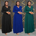 C7411 cross-border   fashion women's elegant waist-cinching criss-cross collar long-sleeve dress
