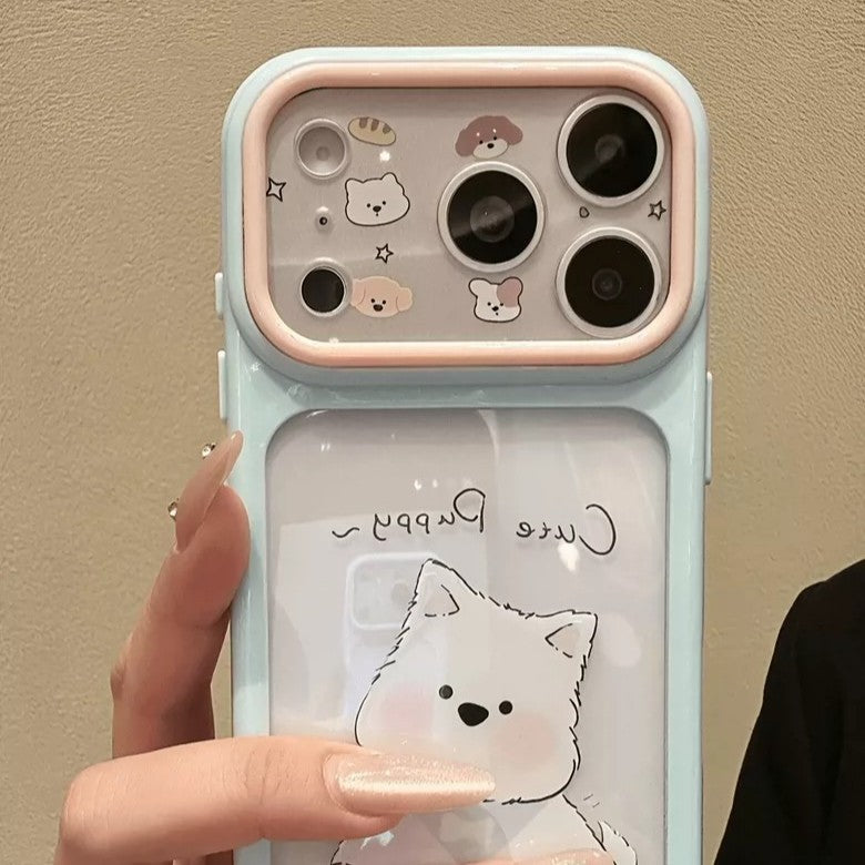 Suitable for apple 17promax mobile phone case cartoon tilted head west highland puppy english iphone18 starry sky case 16