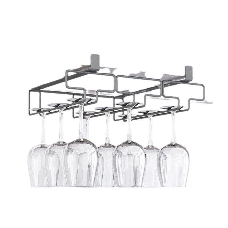 No punching red wine glass rack upside down rack household creative wine rack wine cabinet hanging hanging goblet storage rack