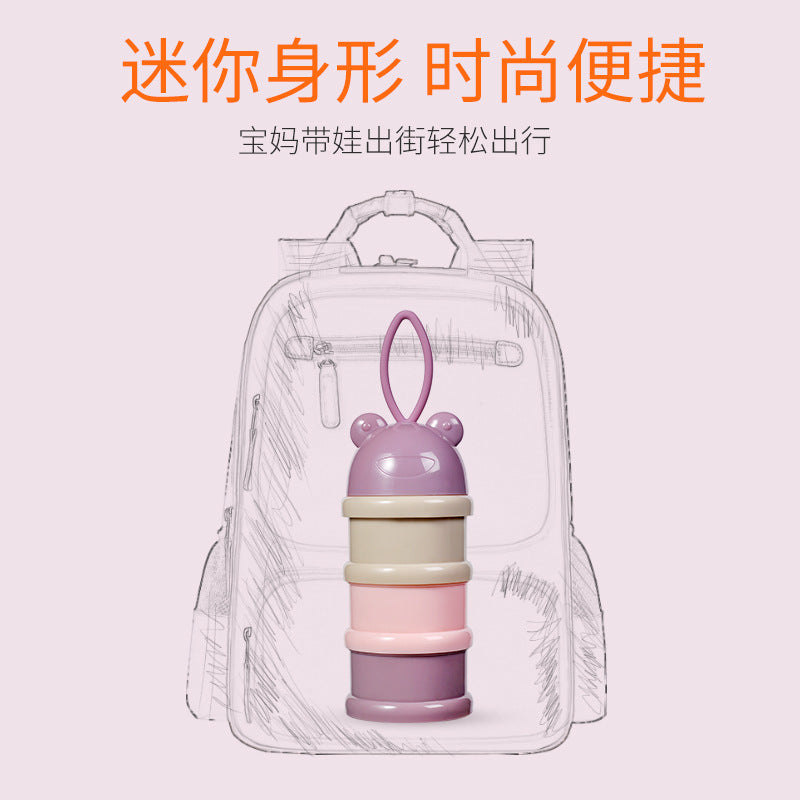 Portable baby milk powder box, sub-packaging milk powder can, independent sealing of milk powder compartment away from light, portable out milk powder storage box