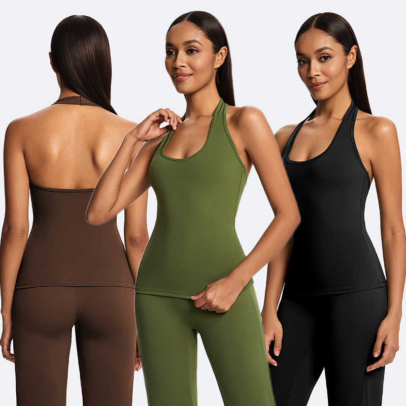 Jinke cross-border environmental-friendly fabric nude fashion yoga suit beautiful back sports suit outdoor running fitness wear for women