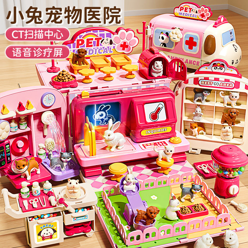 Kids' doctor play set - pretend play medical kit for girls, includes pet bus, baby girl gift box, birthday present