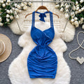 Feminine dress  new arrival pure desire sexy halter suspender waist slimming mesh hip covering short skirt