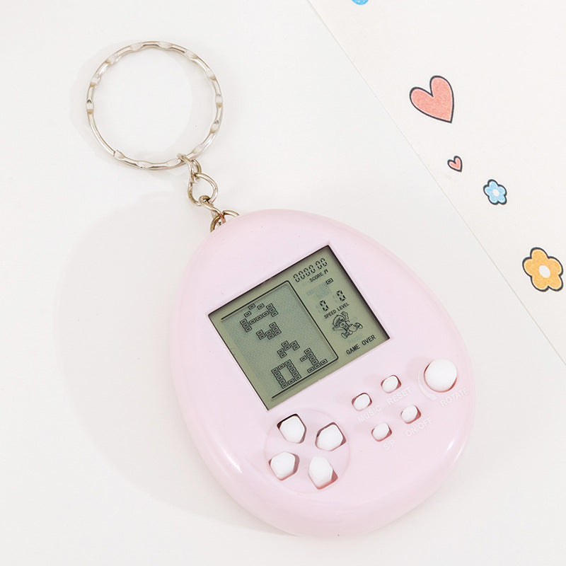 creative round keychain tetris mini game console toy handheld electronic game console charm