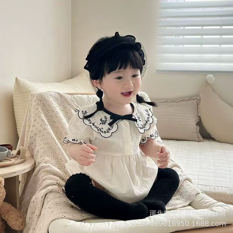 Summer lightweight bodysuit baby clothes super cute romper newborn onesie full month celebration 100-day banquet summer outfit