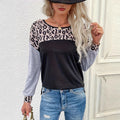 animal women's clothing patchwork round neck long sleeves women's topslong sleeves t-shirt