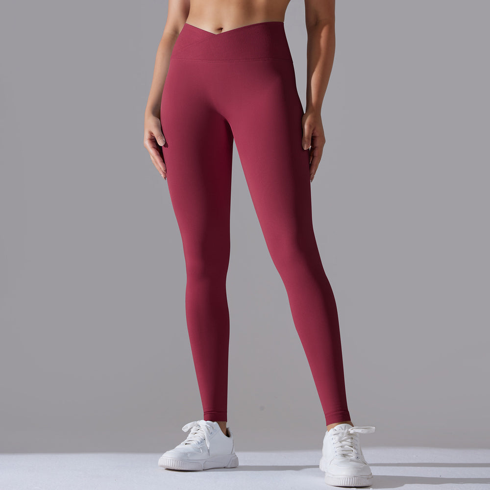 Fashion cross-border seamless tight yoga pants women's cross high waist peach butt lifting sports pants breathable quick-drying fitness pants