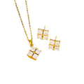 [titanium steel] necklace women's new small sugar cube pendant earrings light luxury classy niche design clavicle chain jewelry