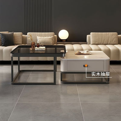 Nordic rock slab coffee table - new arrival: modern minimalist sofa table for living room, small space, and light luxury home decor