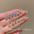 Exquisite sparkling colorful zircon stud earrings - korean style, unique design, delicate earrings, everyday versatile, ear-friendly jewelry