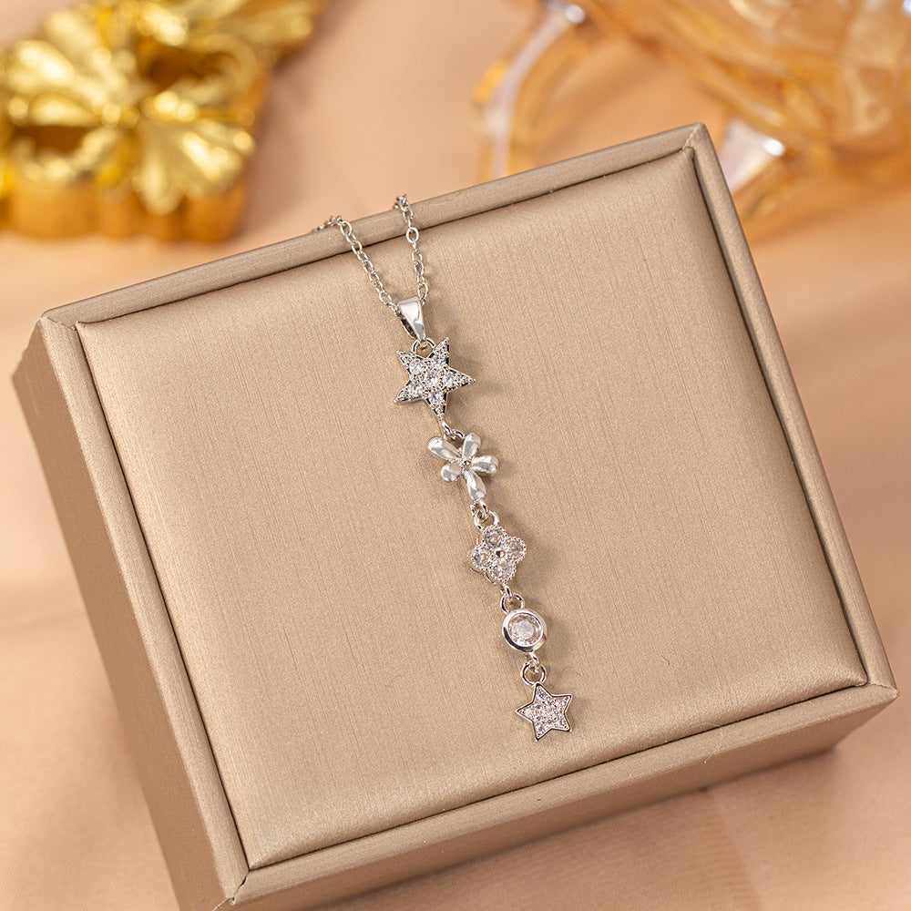 [titanium steel] fashion fashion hot selling tassel necklace women's light luxury high-end versatile clavicle chain jewelry