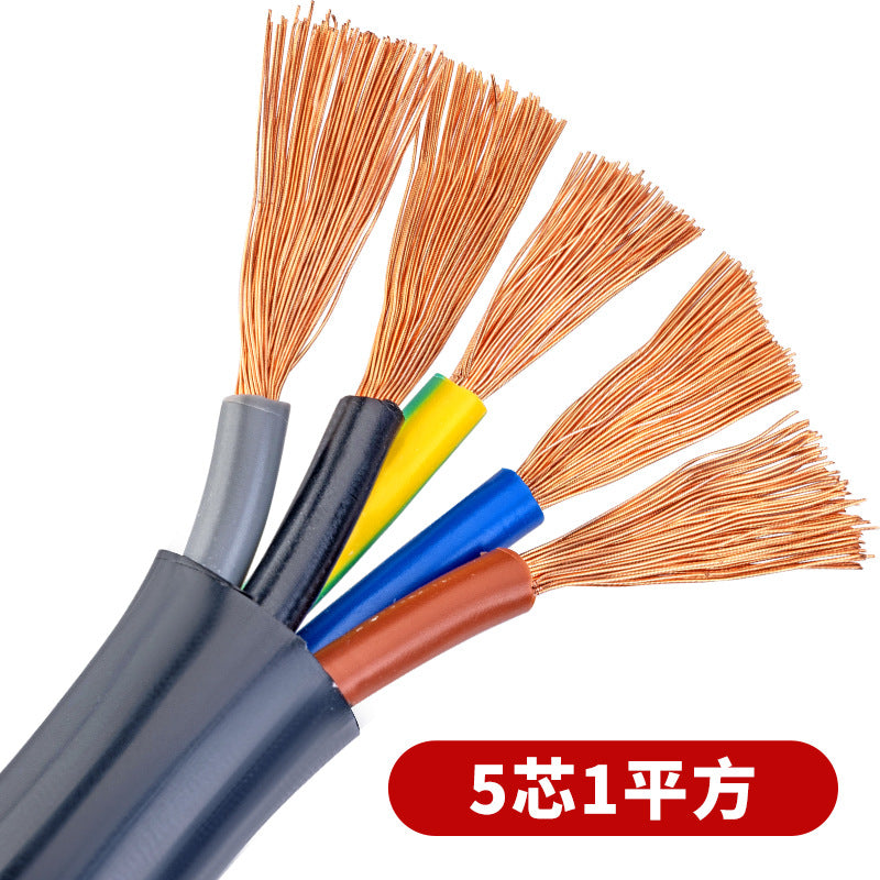 Pearl River wire and cable sheathed wire RVV 2 /3 /4 core square national standard pure copper core soft power cord 100 meters
