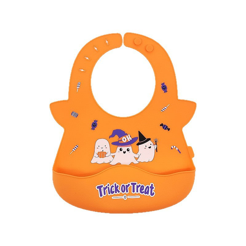 Cross-border rice pocket, baby food pocket, silicone bib, Halloween baby food pocket, waterproof and oil-proof saliva pocket