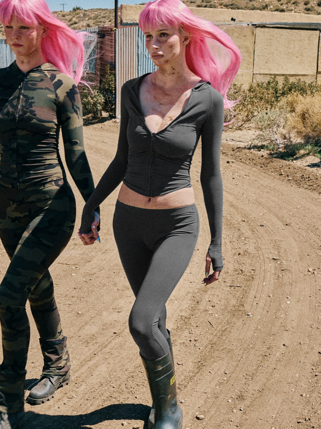 Cross-border European and American style 2025 new women's clothing fashion printed hooded zipper cardigan slim casual trousers two-piece set