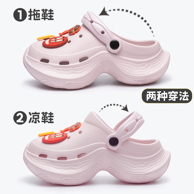 Spongebob squarepants thick sole goddess nightclub high heels crocs summer heightened toe beach sandals women's slippers