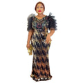 supply elastic sequin short-sleeved mermaid dress long skirt evening dress fashion african fashion women's clothing special price