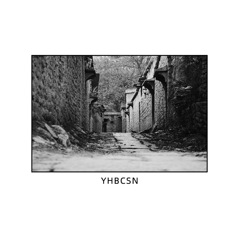 Hunan restaurant hanging paintings old Changsha Chinese hotel restaurant box hanging paintings retro nostalgic Hunan black and white architectural murals