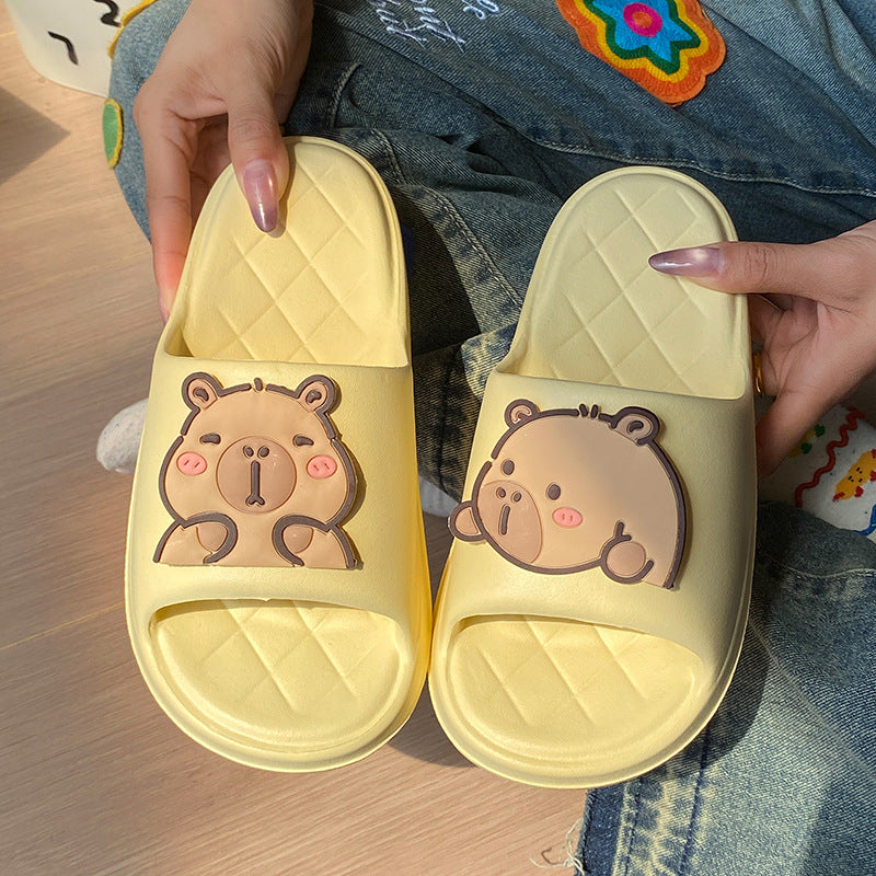 New eva platform slippers for women - capybara design, all-season wear, indoor/outdoor non-slip, thick sole, couple's slippers
